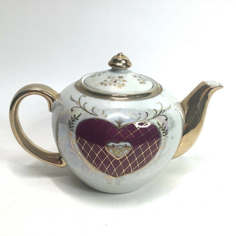 Vintage nasco japan del coronado iridescent gold trim‎ lustreware pottery teapot